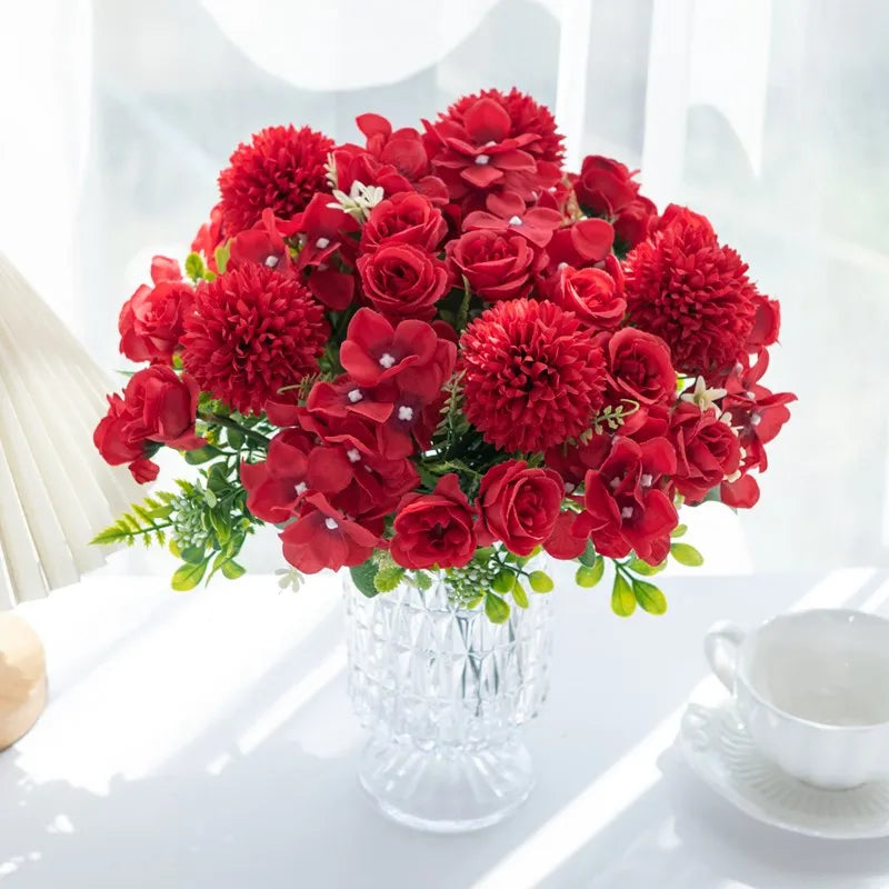 Silk Rose & Chrysanthemum Bouquet - Wedding & Valentine's Decor - | The Couple Corner