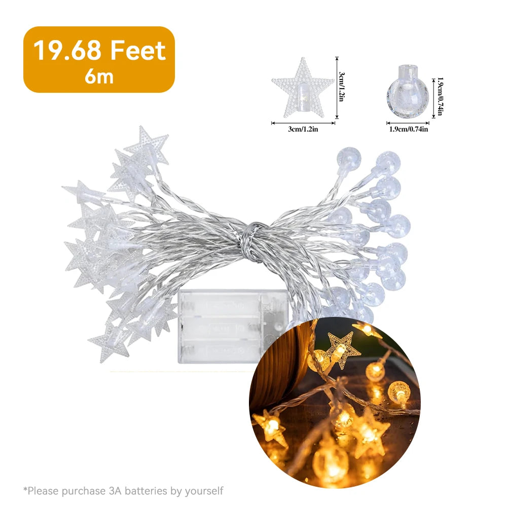 Star & Bubble Ball Fairy Lights - Battery Powered String Lights for Room & Party Decor - 6m | The Couple Corner