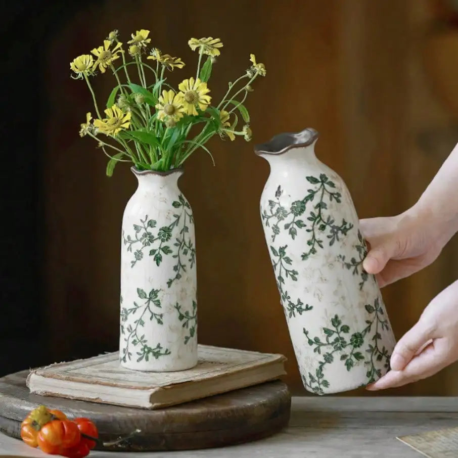 Crackle Ceramic Vase - Elegant Hydroponic Planter for Couples' Home Decor | Home Decor The Couple Corner