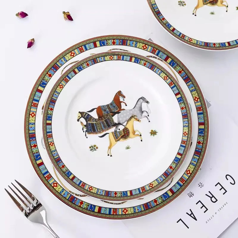 Horse Design Bone China Plate - Dinner Salad Plate 8" 10"
