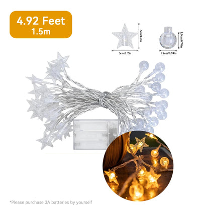 Star & Bubble Ball Fairy Lights - Battery Powered String Lights for Room & Party Decor - 1.5m | The Couple Corner