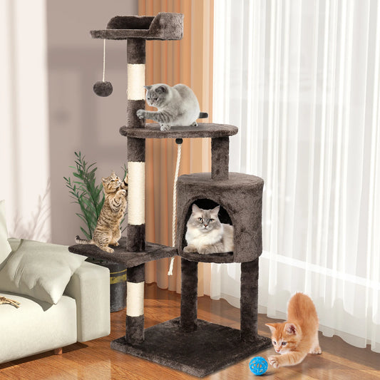 5-Tier Cat Tree Tower - Climbing Frame with Scratching Posts & Condos | Cat Furniture The Couple Corner