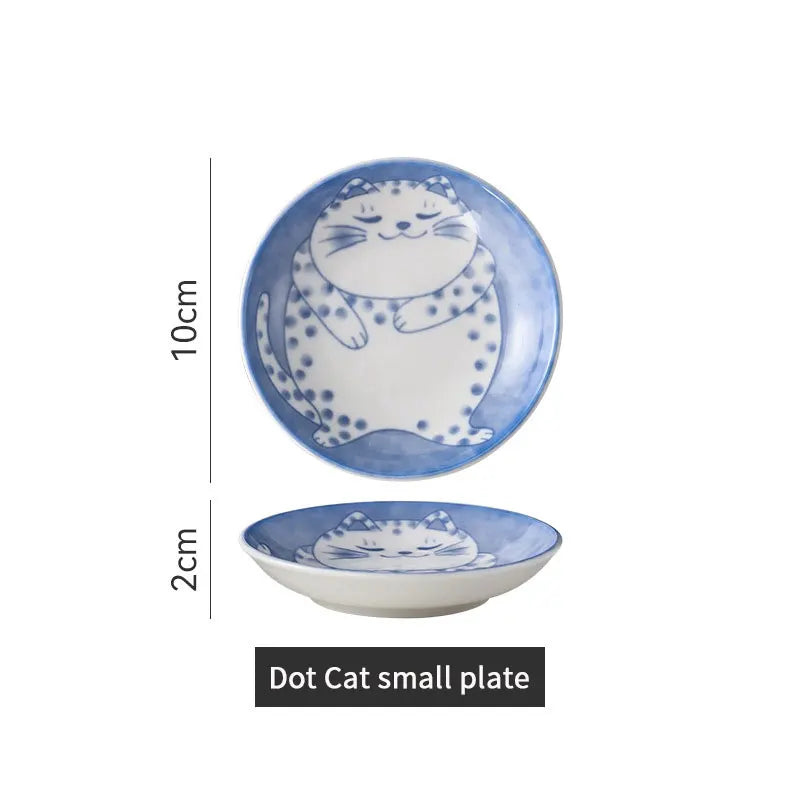 Lucky Cat Ceramic Sauce Dish - Japanese Style Dessert Plate