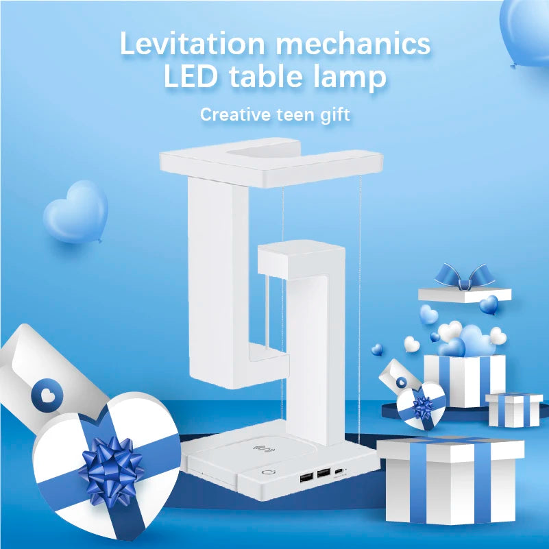 Gravity Defying Levitating LED Bulb - Wireless Charging Desk Lamp for Couples' Modern Bedroom