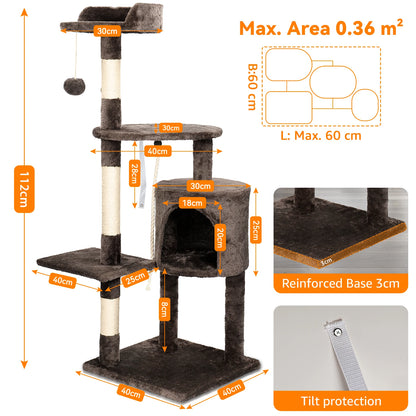 5-Tier Cat Tree Tower - Climbing Frame with Scratching Posts & Condos | Cat Furniture The Couple Corner