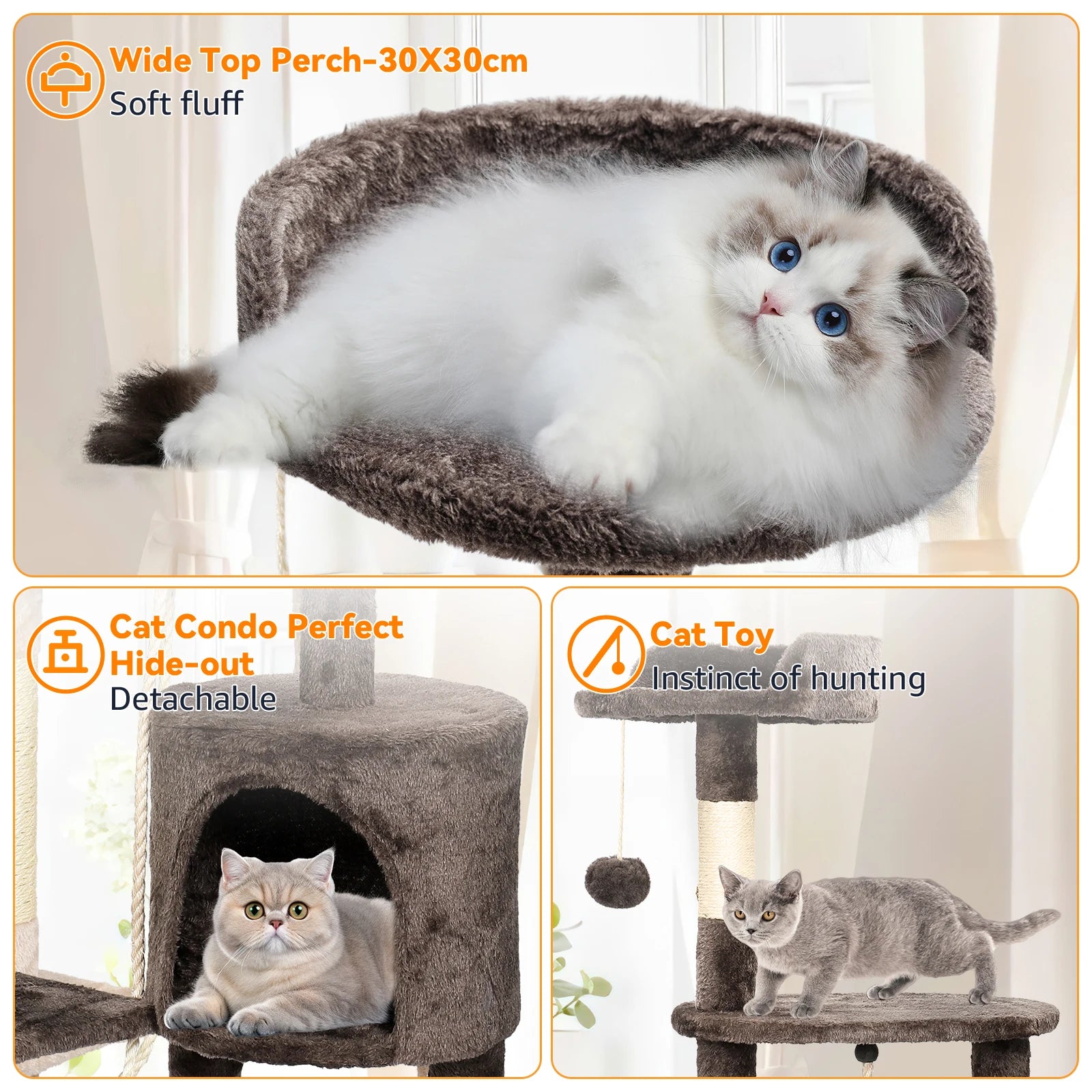 5-Tier Cat Tree Tower - Climbing Frame with Scratching Posts & Condos | Cat Furniture The Couple Corner