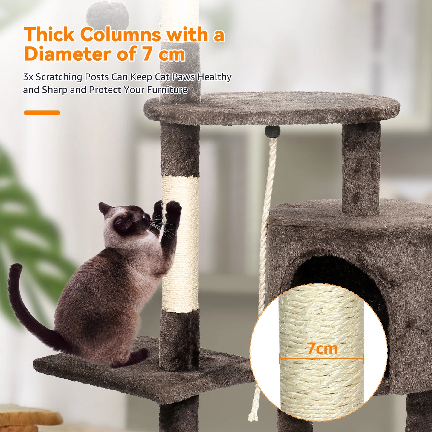 5-Tier Cat Tree Tower - Climbing Frame with Scratching Posts & Condos | Cat Furniture The Couple Corner