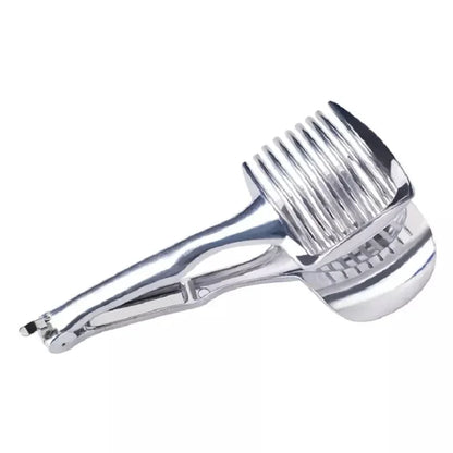 Stainless Steel Onion Holder & Vegetable Slicer - Safe Cutting Tool | The Couple Corner