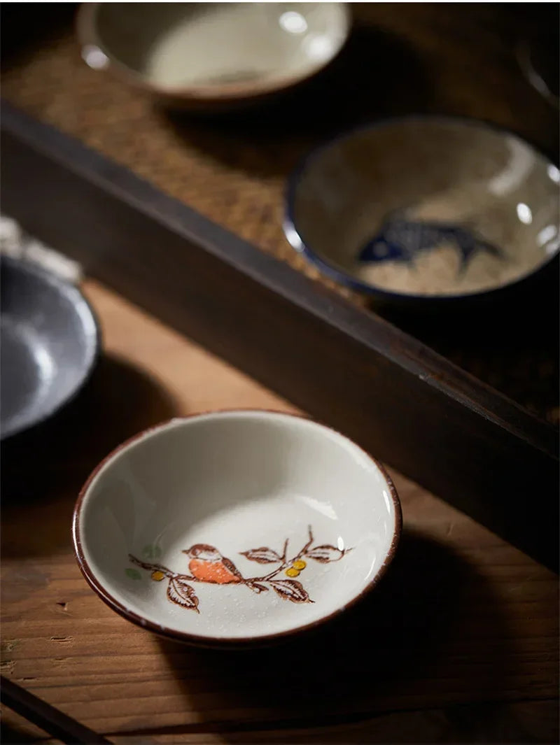 Ceramic Seasoning Dish - Japanese Flower Bird Pattern for Couples | The Couple Corner