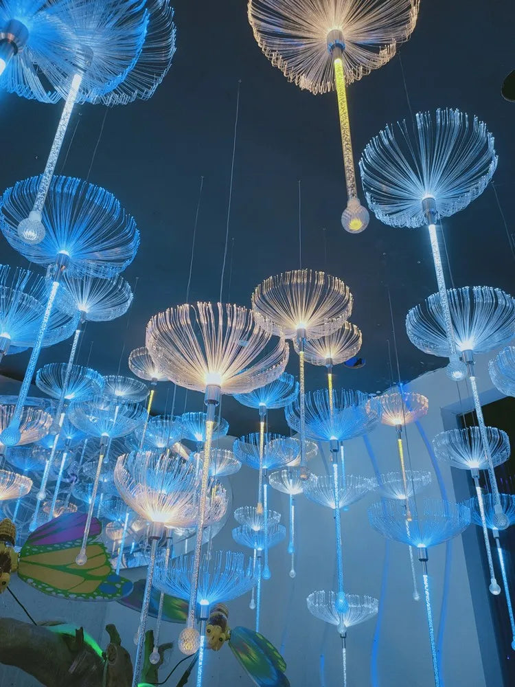 Romantic Jellyfish Fiber Optic Lamp - Color-Changing Mood Light for Couples' Bedroom & Date Night Ambiance