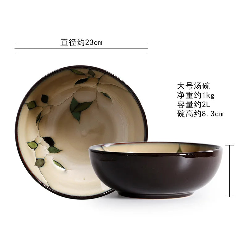 Japanese Ceramic Bowl Set - Vintage Rice, Soup, Salad Bowls - 9 inches | The Couple Corner