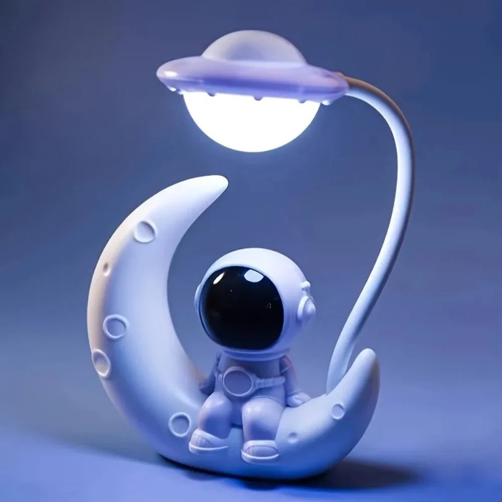 Moon Astronaut LED Night Light for Couples - Unique Sci-Fi Desk Lamp for Bedroom & Geek Decor