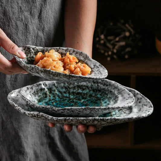 Japanese Ceramic Sushi Sashimi Plate - Oyster Shell Tableware for Couples | The Couple Corner