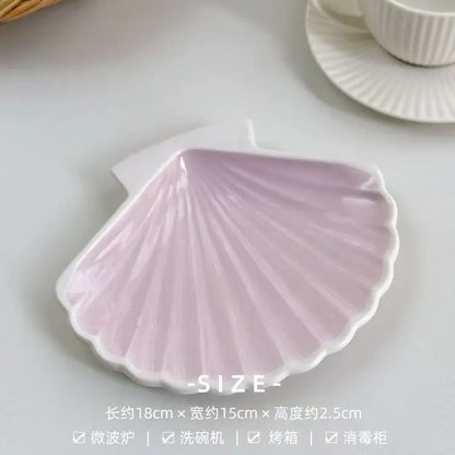 3D Shell Ceramic Plate - Retro Cream Fruit Snack Dish for Couples | The Couple Corner