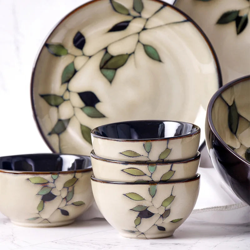 Japanese Ceramic Bowl Set - Vintage Rice, Soup, Salad Bowls