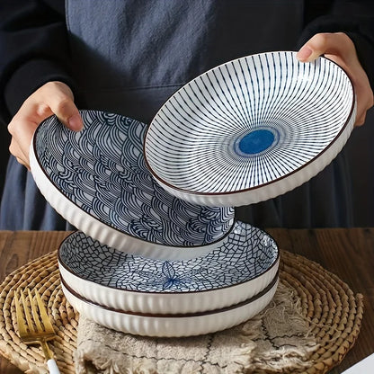 7-Inch Japanese Patterned Ceramic Plate - Dinner Dish for Couples | The Couple Corner