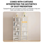 Wardrobe Organizer - 5-Tier Dustproof Storage Cabinet with Curtain for Shared Closet Harmony