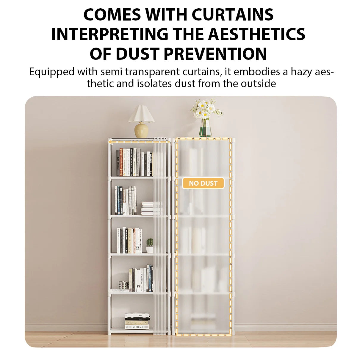 Wardrobe Organizer - 5-Tier Dustproof Storage Cabinet with Curtain for Shared Closet Harmony