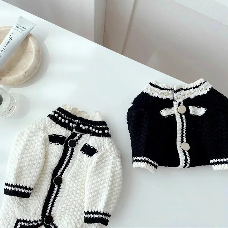 Autumn/Winter Dog Pearl Neck Knitted Cardigan Sweater