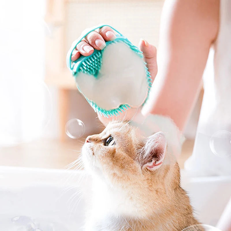 Pet Bathing Brush – Soft Silicone Massager for Dogs and Cats