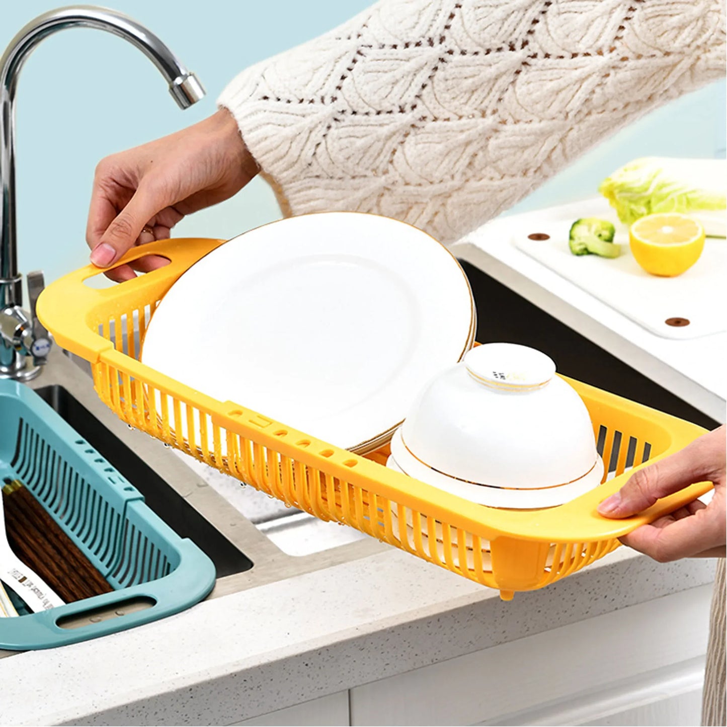 Telescopic Kitchen Sink Organizer - Adjustable Sponge & Soap Holder Rack | The Couple Corner