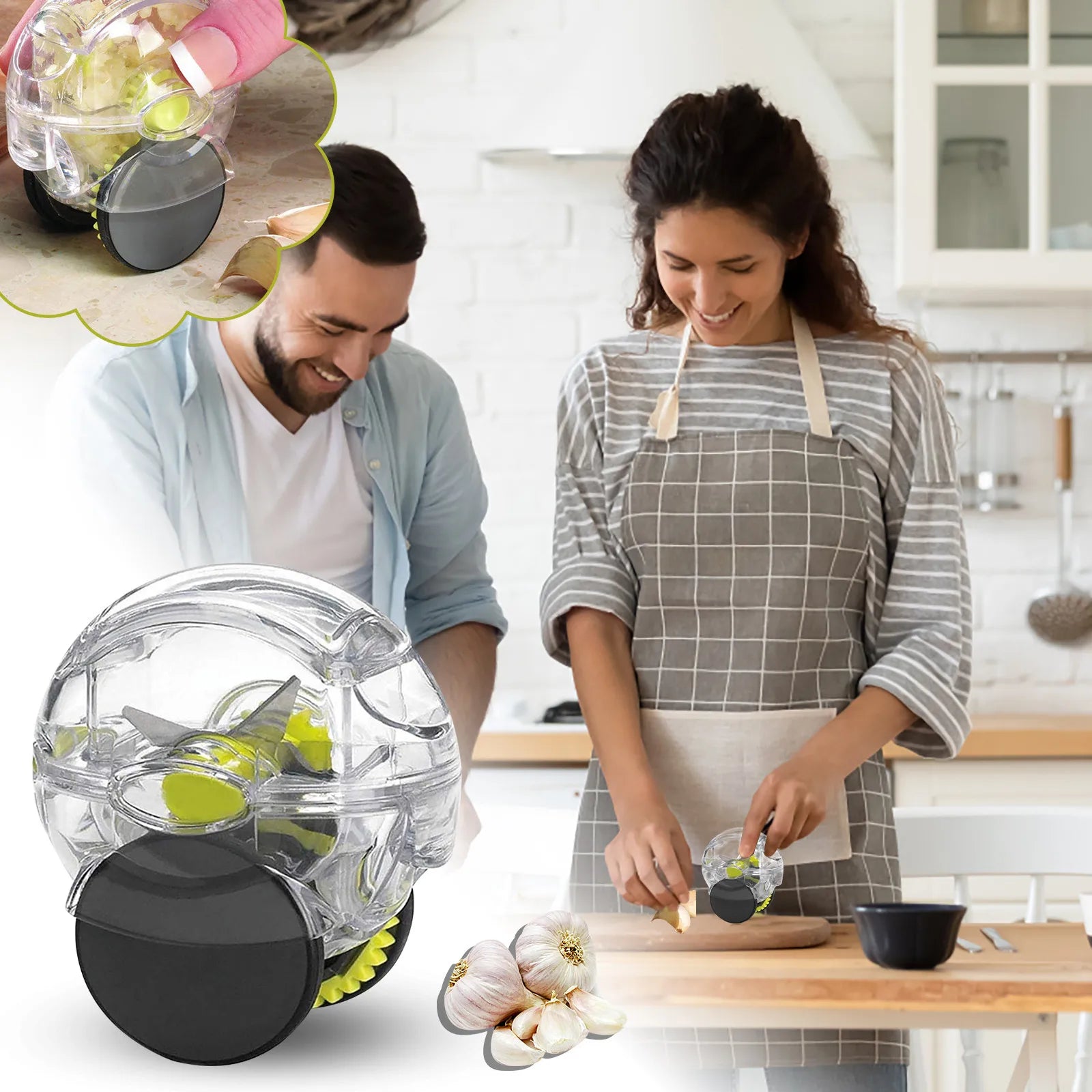 Couples Kitchen Garlic Roller - Quick Manual Chopper for Mess-Free Cooking & Shared Meal Prep | Kitchen The Couple Corner