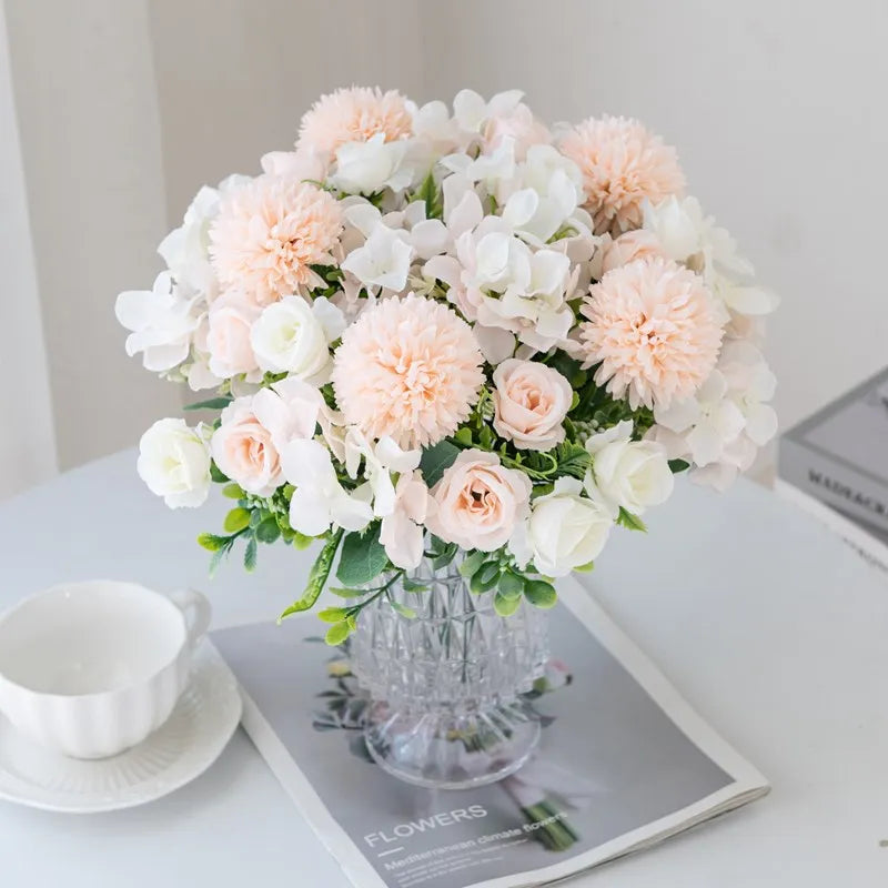 Silk Rose & Chrysanthemum Bouquet - Wedding & Valentine's Decor - | The Couple Corner