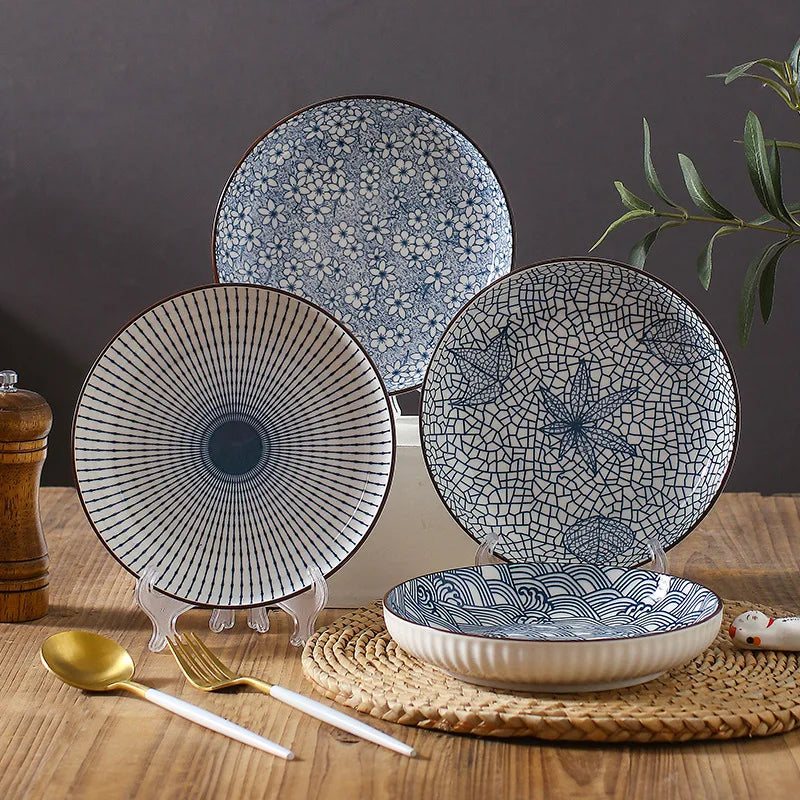 7-Inch Japanese Patterned Ceramic Plate - Dinner Dish for Couples | The Couple Corner