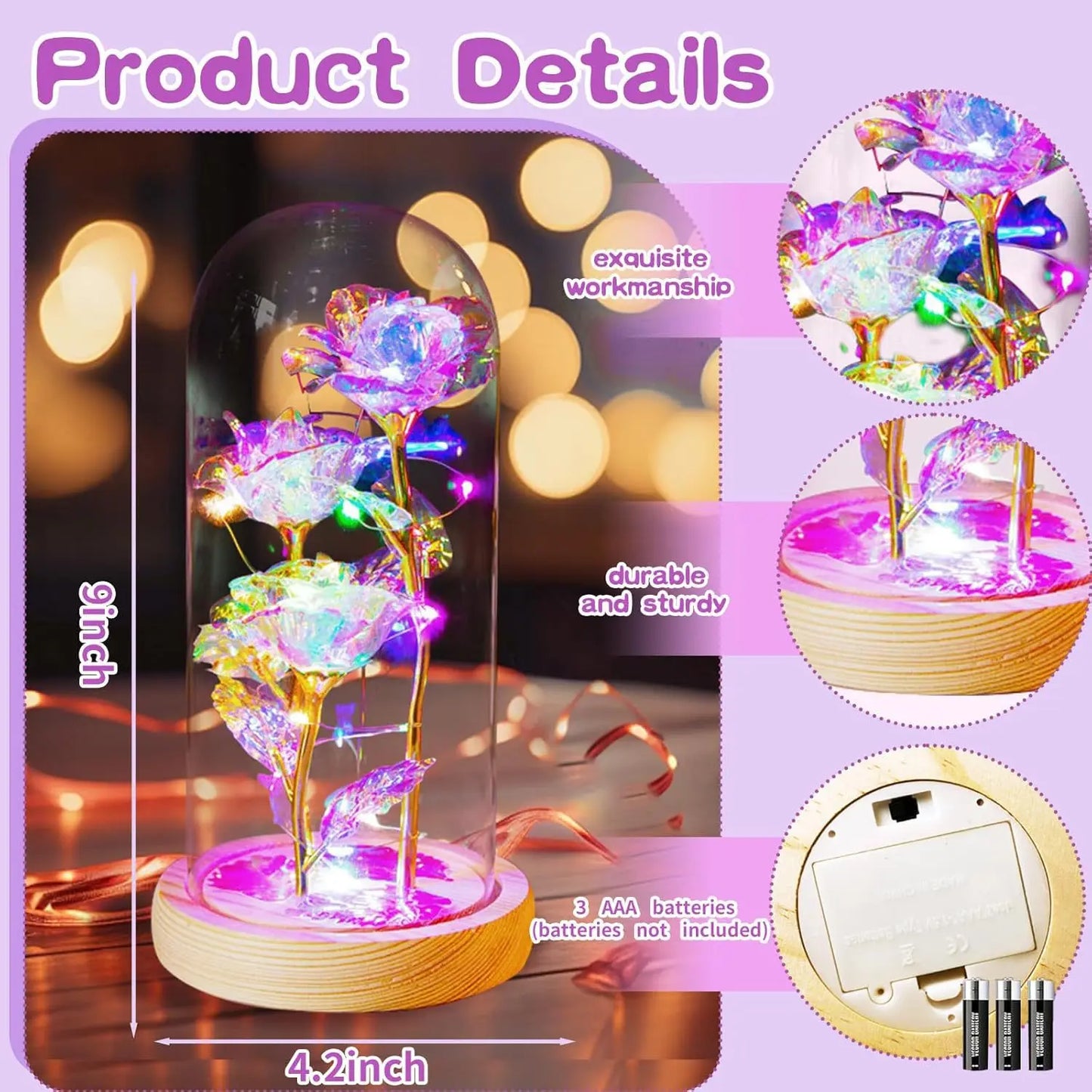 Eternal Rose with LED Light in Acrylic Cover - Valentine's & Anniversary Gift - | The Couple Corner