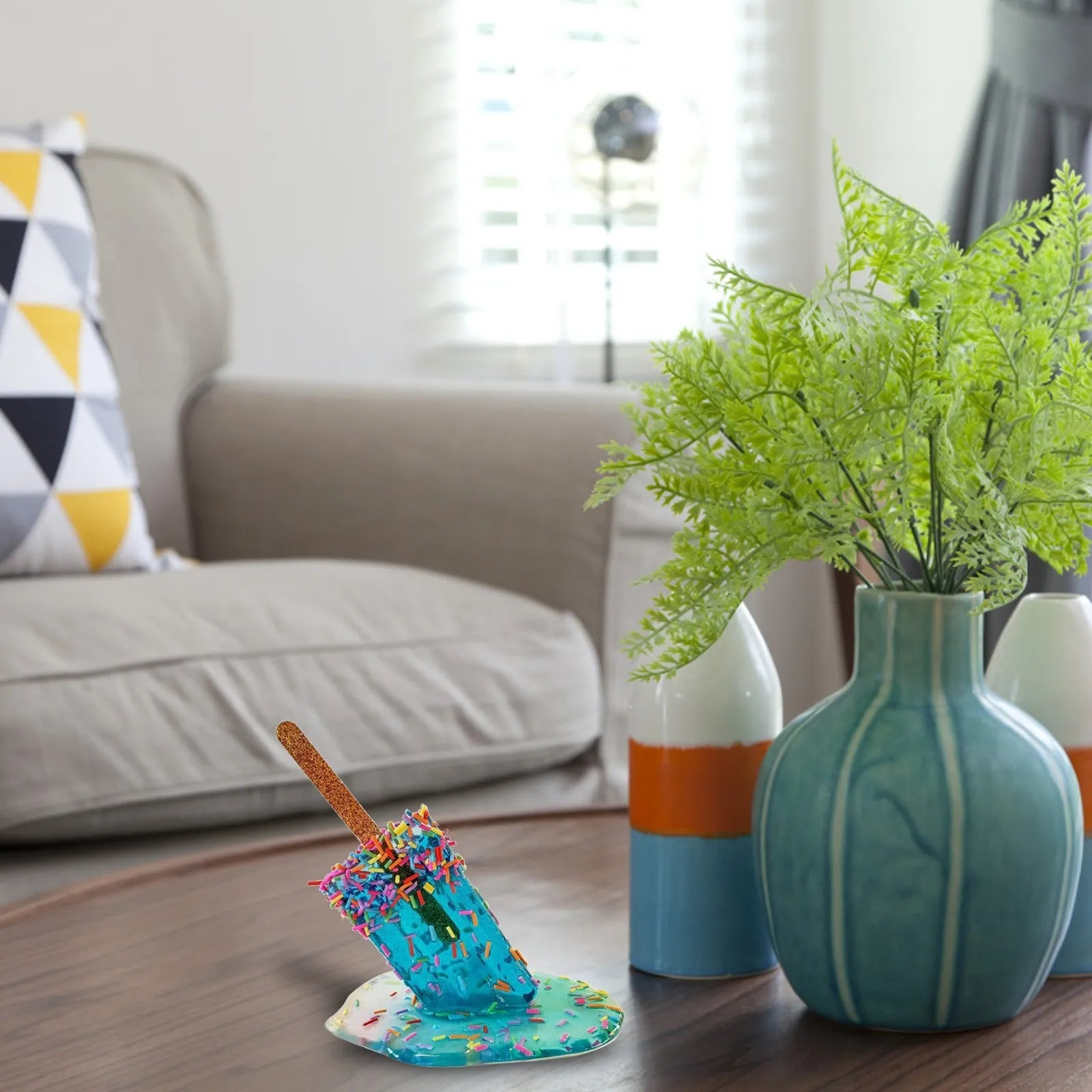 Melting Popsicle Sculpture - Handmade Resin Art for Couples' Home Decor & Conversation Starter