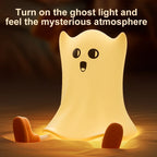 Cute Pumpkin Ghost Night Light for Couples - Dimmable Halloween Bedside Lamp with Timer | Spooky Home Decor Gift