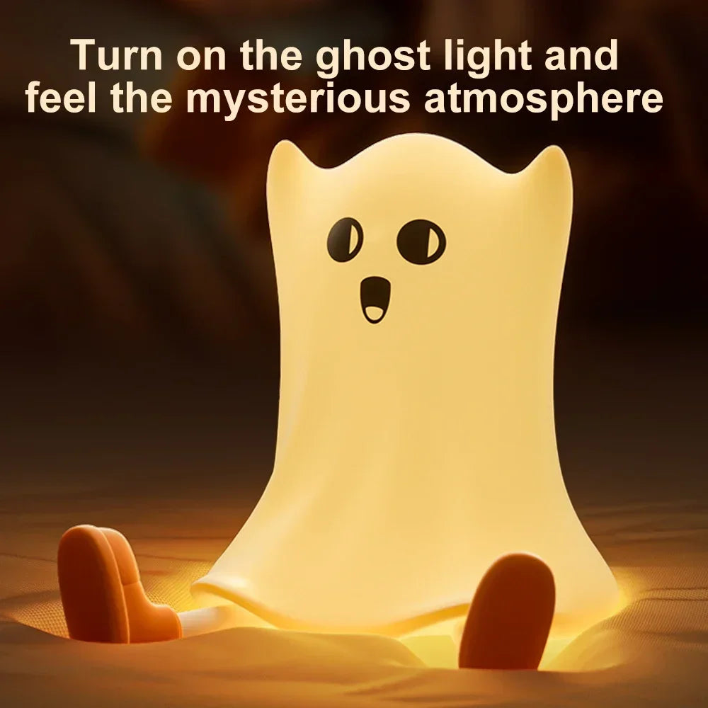 Cute Pumpkin Ghost Night Light for Couples - Dimmable Halloween Bedside Lamp with Timer | Spooky Home Decor Gift | The Couple Corner