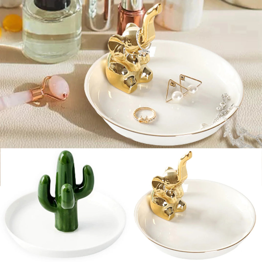 Nordic Ceramic Jewelry Tray - Cactus Ring Holder Necklace Display Plate