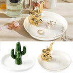 Nordic Ceramic Jewelry Tray - Cactus Ring Holder Necklace Display Plate