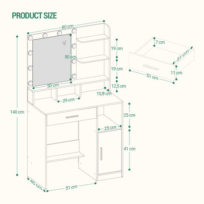 LED Vanity Table with Mirror - Dressing Table with Lights & Storage | The Couple Corner