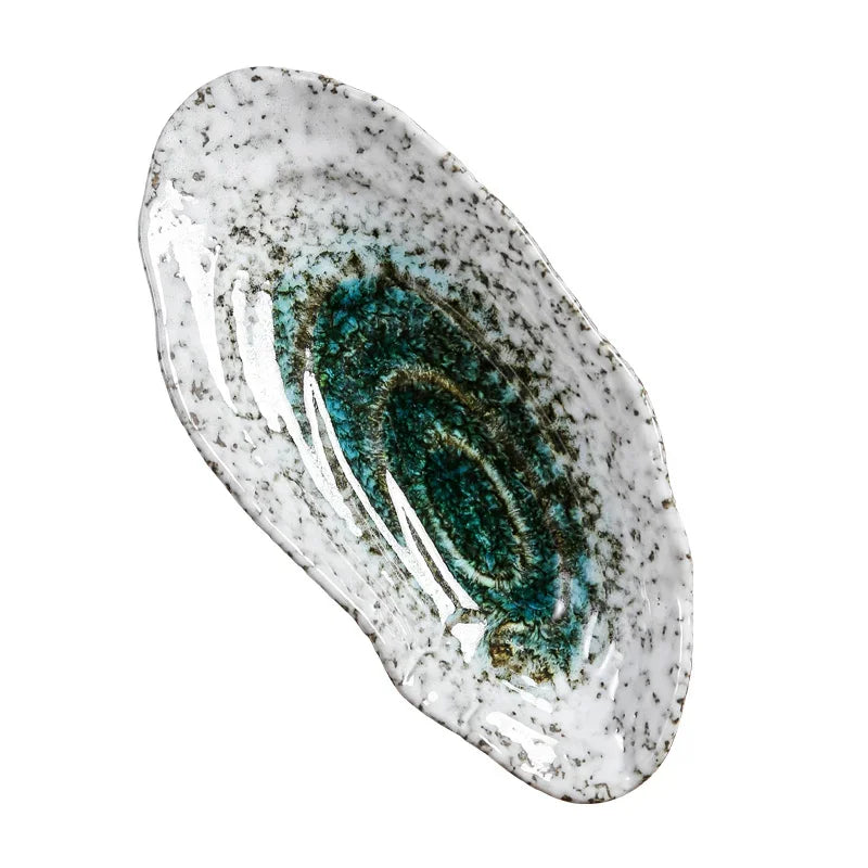 Japanese Ceramic Sushi Sashimi Plate - Oyster Shell Tableware for Couples | The Couple Corner