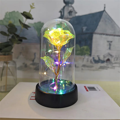Eternal Rose with LED Light in Acrylic Cover - Valentine's & Anniversary Gift - Yellow | The Couple Corner