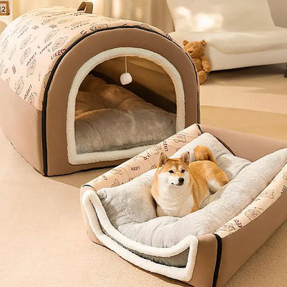 Pet Cave 2-in-1 Detachable Covered Pet Bed