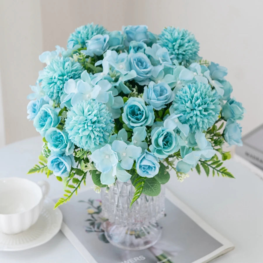 Silk Rose & Chrysanthemum Bouquet - Wedding & Valentine's Decor - | The Couple Corner