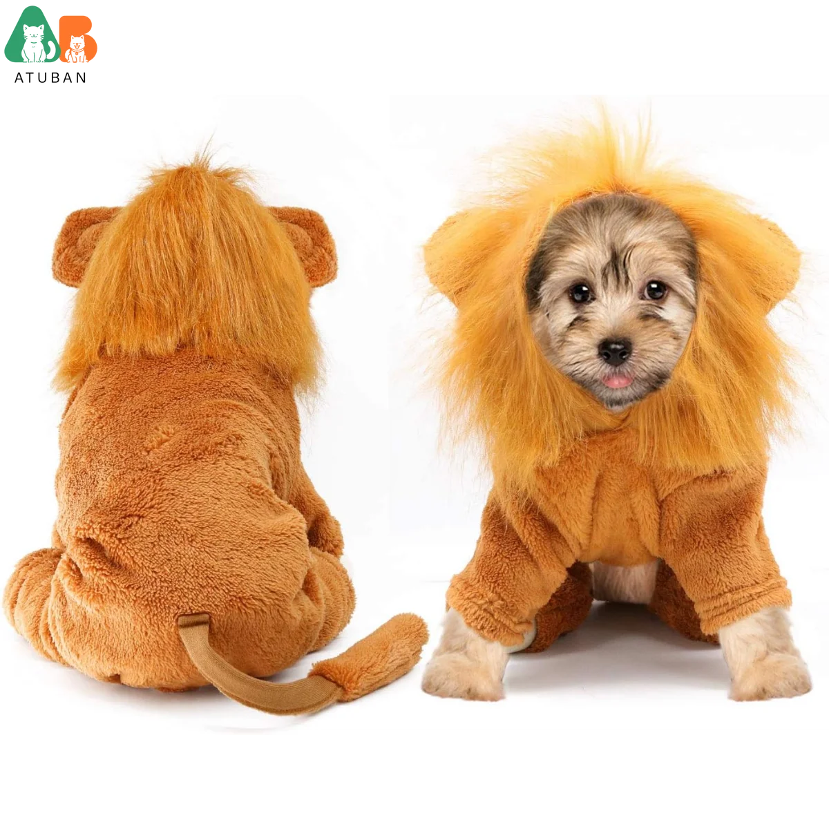 ATUBAN Dog Lion Costume - Pet Hoodie for Halloween & Party Cosplay | Pet Costume The Couple Corner
