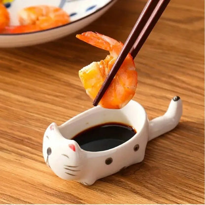 Ceramic Cat Seasoning Dish - Cute Chopstick Holder & Dip Bowl for Couples | The Couple Corner