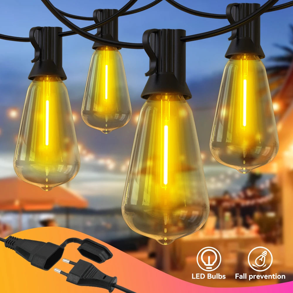 Outdoor String Lights ST38 - Shatterproof LED Patio Lights 2200K Warm White for Garden & Backyard | The Couple Corner