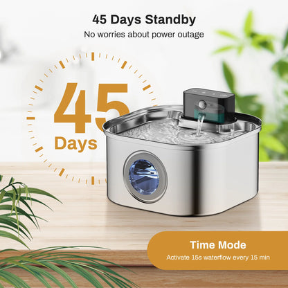 ZKYJ 3.2L Wireless Cat Water Fountain - 4000mAh Battery Stainless Steel Dispenser | Pet Water Fountain The Couple Corner