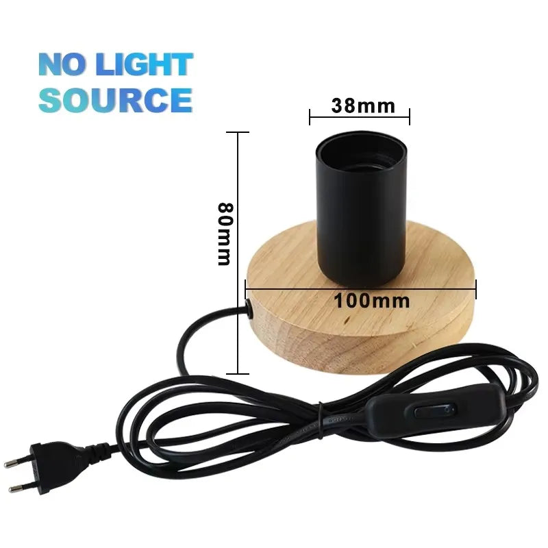 Couples' Modern Wood Table Lamp - Retro E27 Desk Light for Shared Bedside & Intimate Reading Moments