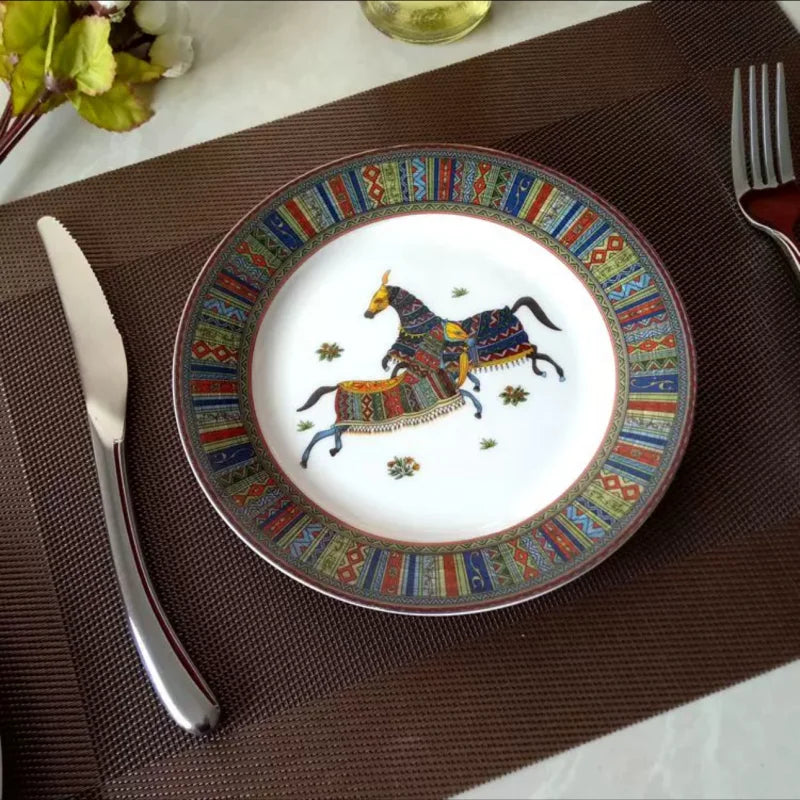 Horse Design Bone China Plate - Dinner Salad Plate 8" 10"