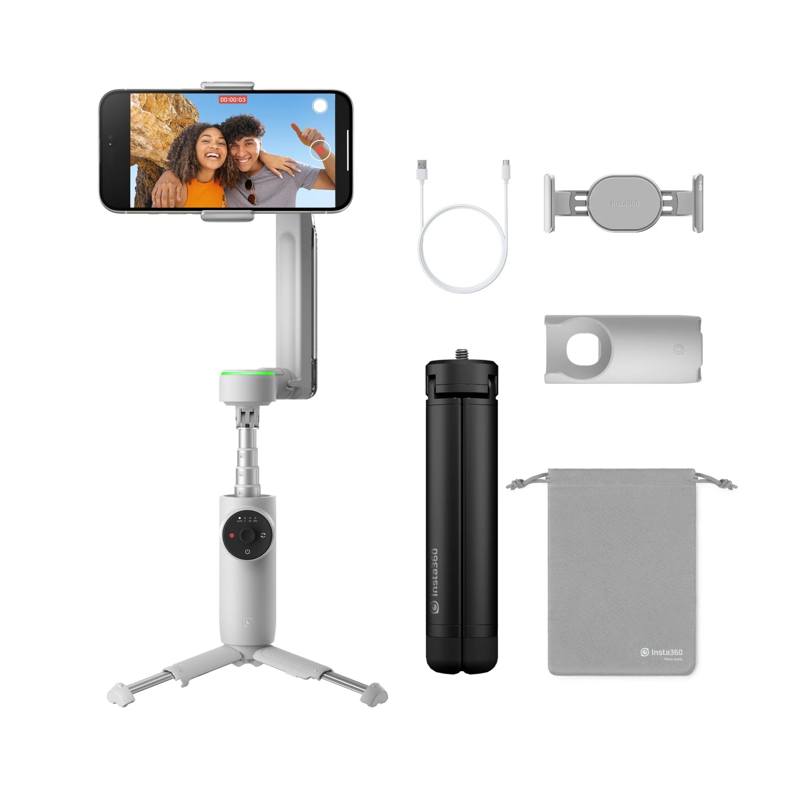 Insta360 Flow Pro - AI-Powered Gimbal Stabilizer for Smartphone, Apple DockKit Enabled, 360º Tracking, 3-Axis Stabilization | The Couple Corner