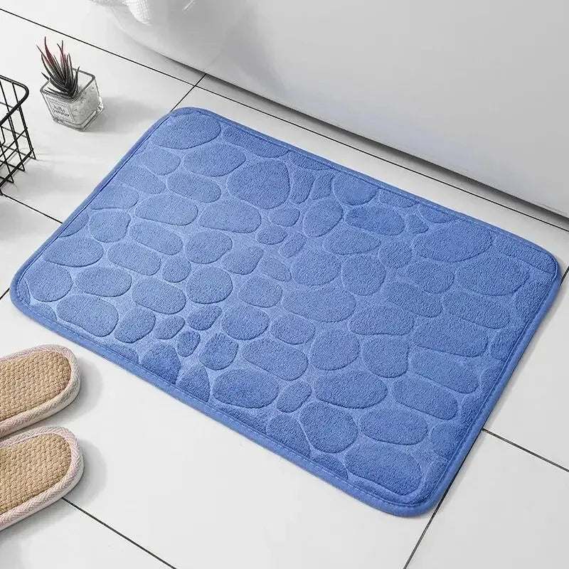 Couples' Spa Experience Mat - Embossed Pebble Bathroom Rug with Memory Foam for Shared Relaxation & Safe Moments