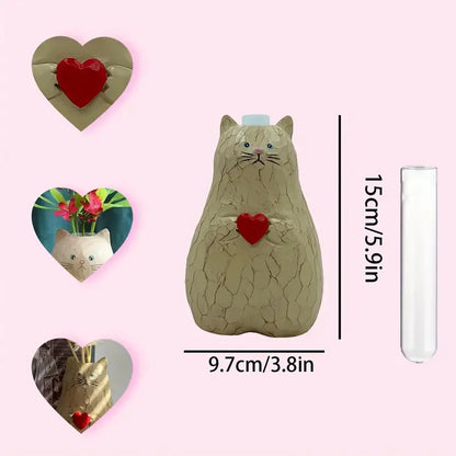 Cat Heart Vase - Adorable Resin Planter for Couples' Valentine's Day Decor | Home Decor The Couple Corner