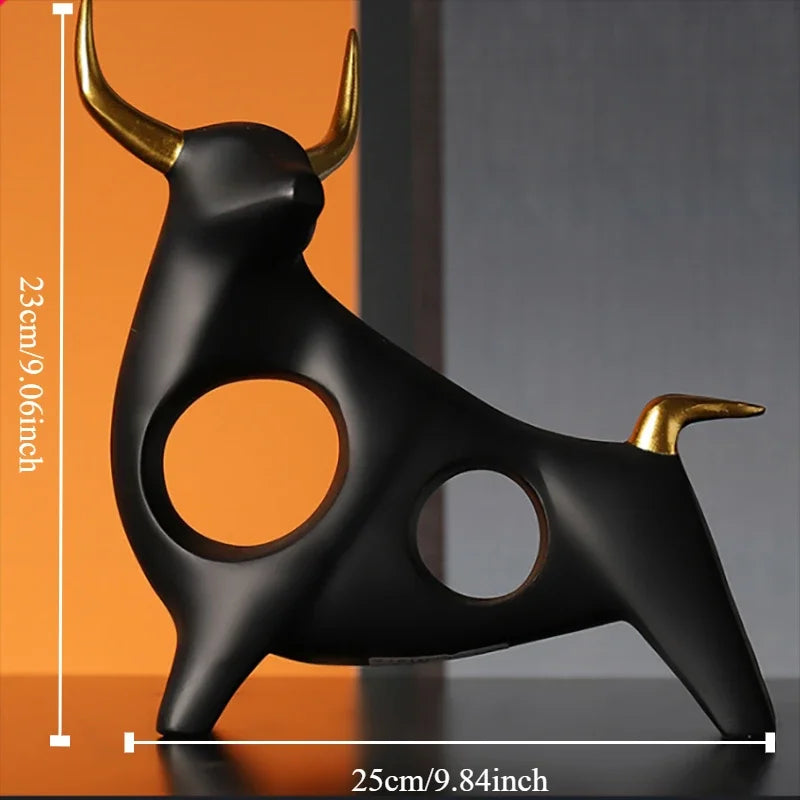 Modern Bull Sculpture - Resin Ox Statue, Living Room Decor Ornament