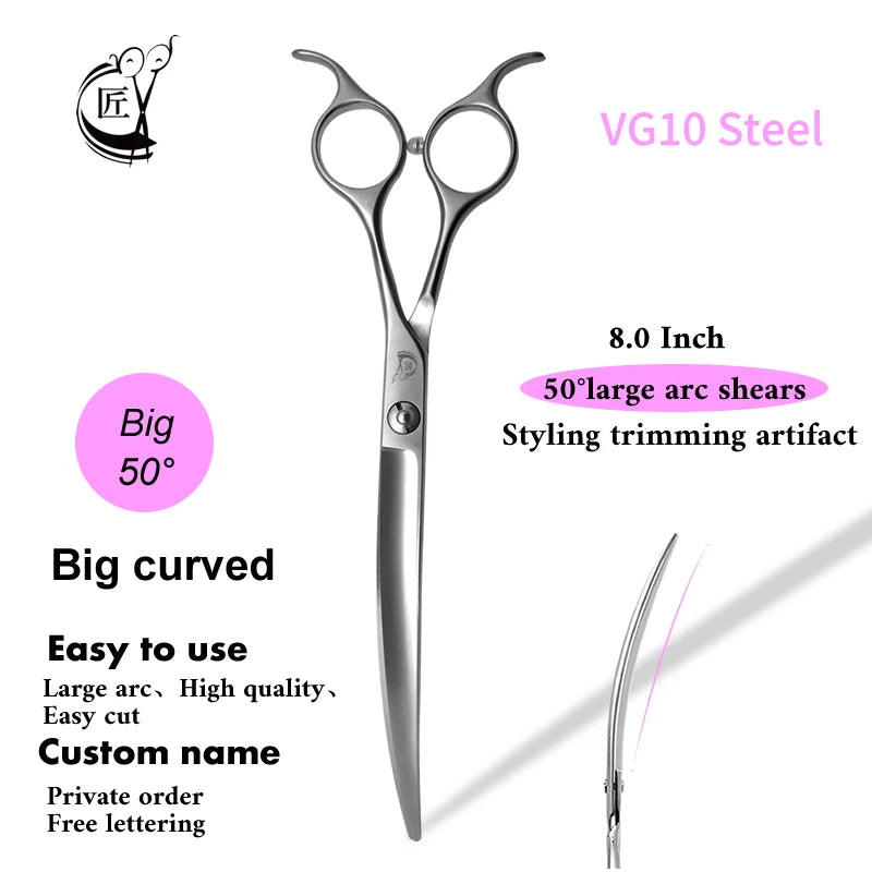 Professional Curved Dog Grooming Scissors - 50° Stainless Steel Shears 7.5"/8" | Pet Grooming Tool The Couple Corner